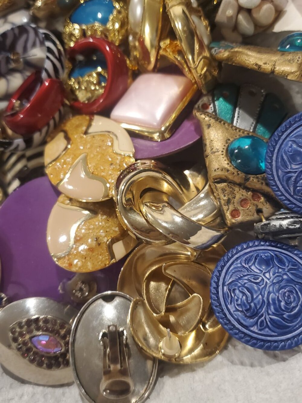 Vintage 80s 90s Earring Lot | Mostly clip ons | statement jewellery studs dangly